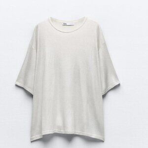 ZARA silver metallic oversized tshirt